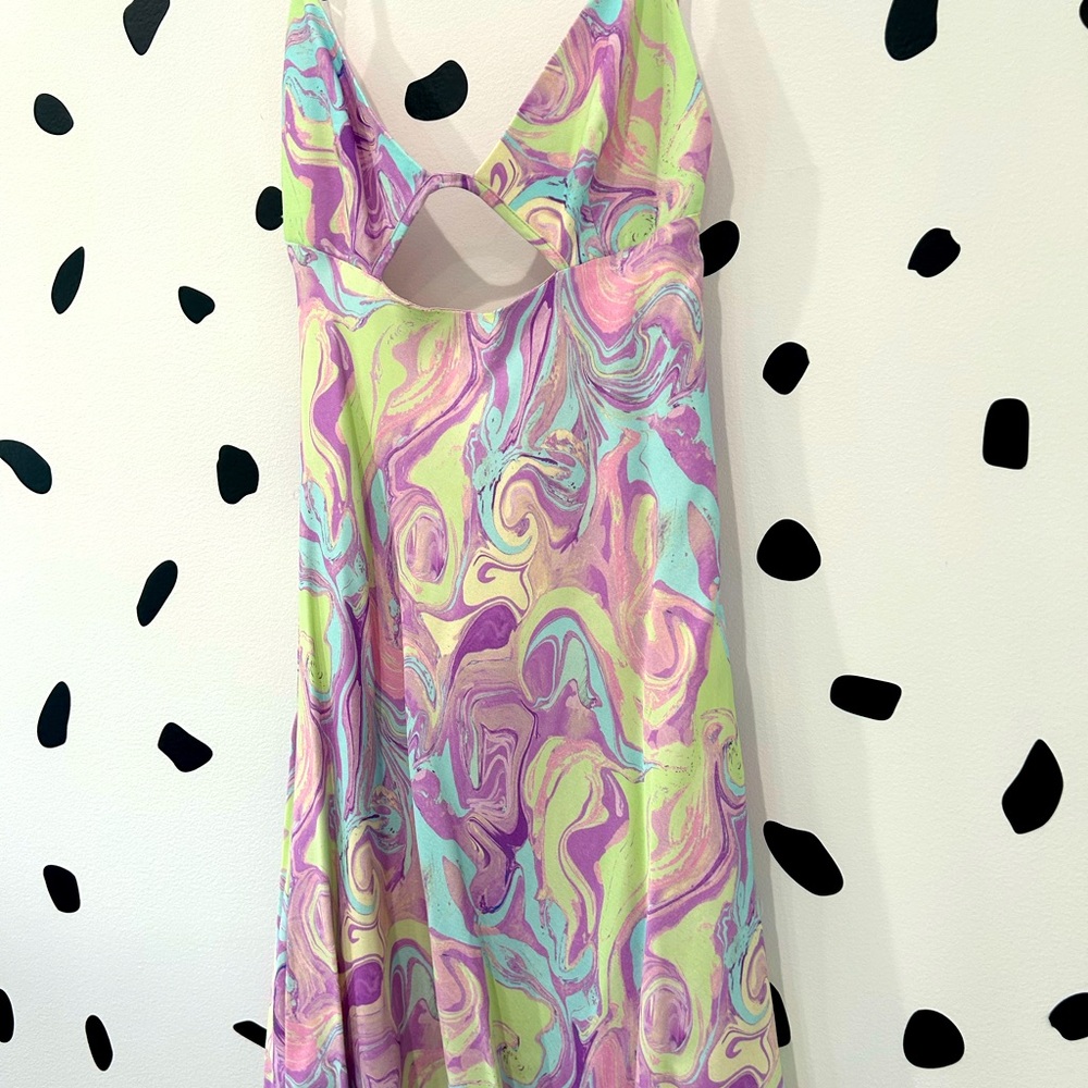 Zara SMALL Women's Purple, Yellow, Blue, Green Dress - Picture 7 of 7